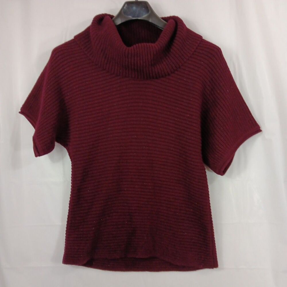Coldwater Creek Sweater Women's Size Medium Burgandy Metalic Thread Throughout